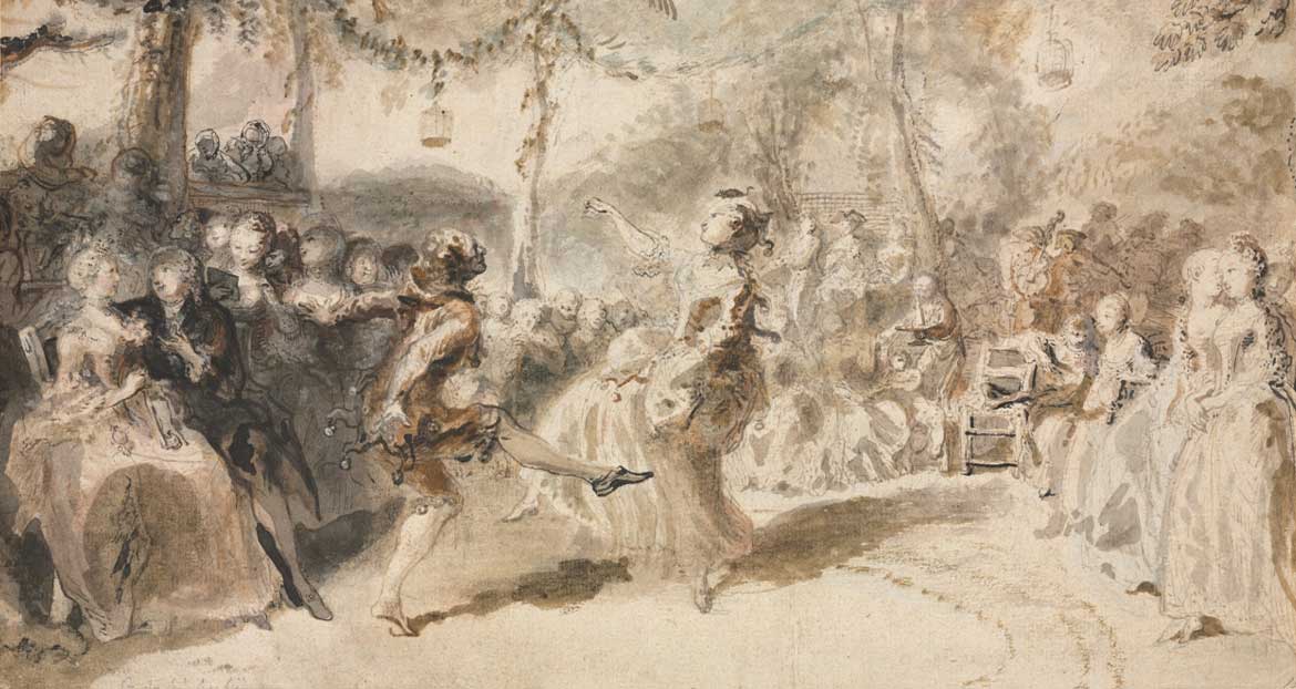 Costumed Dancers Performing in a Garden Tavern