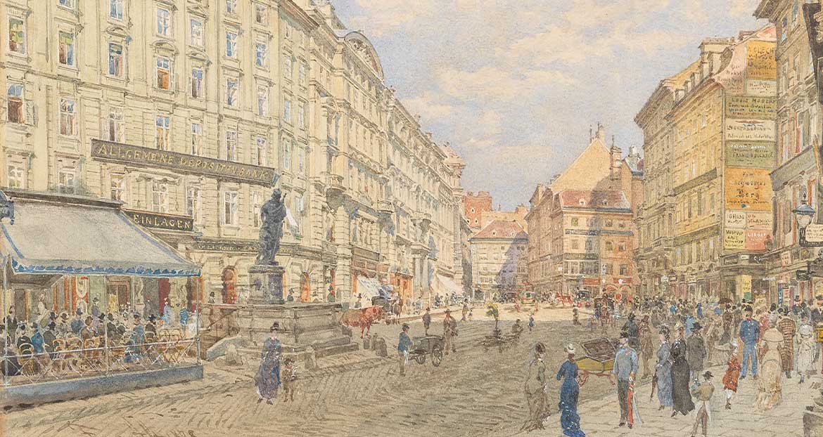 Der Graben in Wien mit dem Leopoldsbrunnen