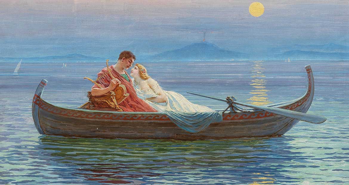 An Amorous Couple In Moonlight