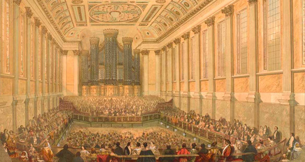 The interior of Birmingham Town Hall